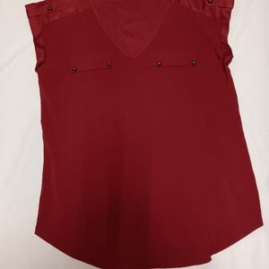 Red Sleeveless Blouse non-elastic polyester fabric